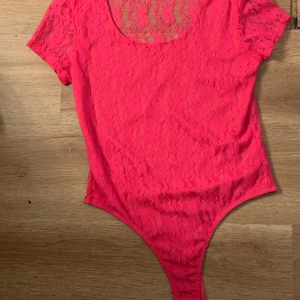 Pink Lace Flower Bodysuit
